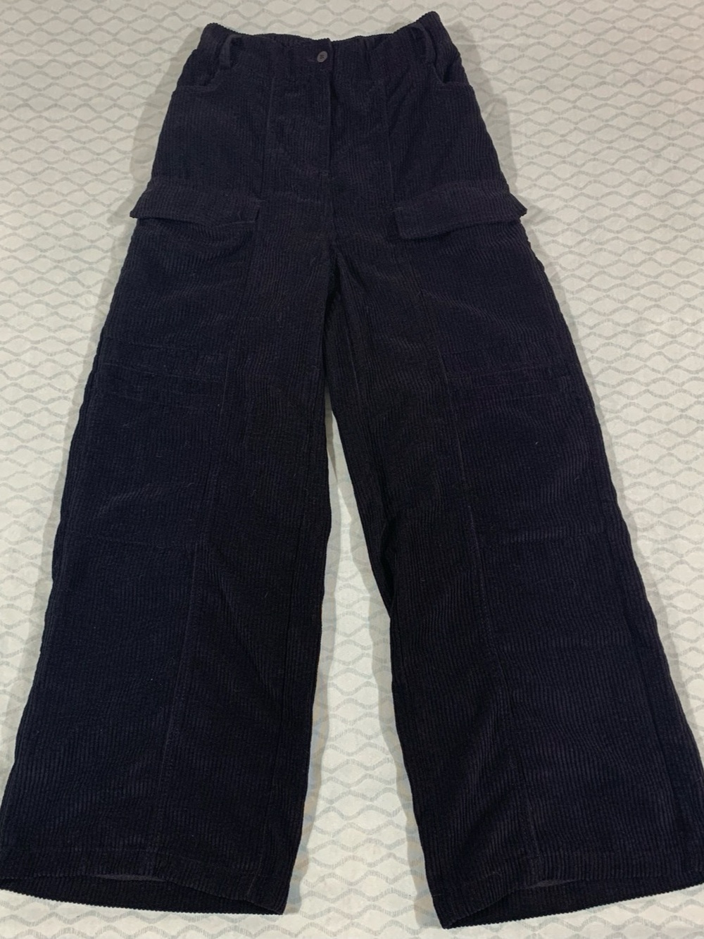 Hunter & Brown Corduroy Wide Leg Cargo Pants Black Size Small